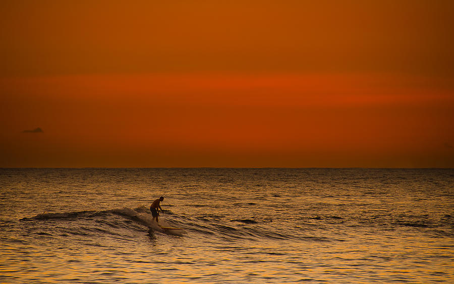 Hawaiian Sunset Surfing Photograph by Tin Lung Chao