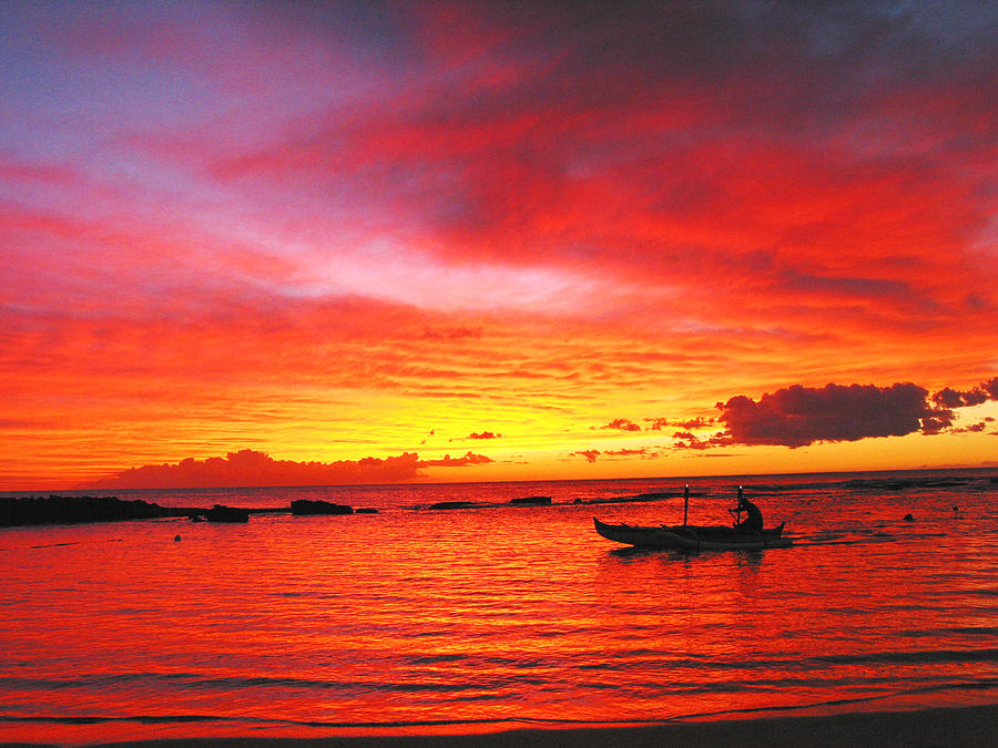 Ocean Sunset Photograph - Hawaiin Sunset by Jeff Leland
