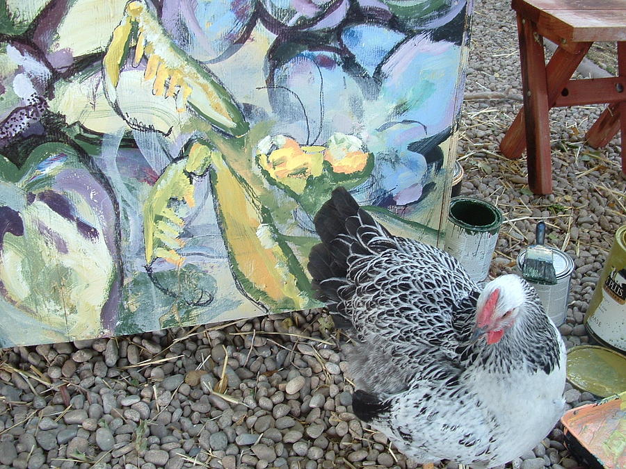 Chicken Painting - Hawk and Coup by Greta Redzko