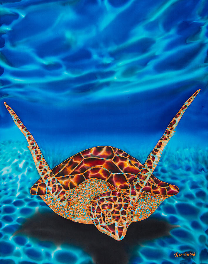Hawksbill Sea  Turtle II Painting by Daniel Jean-Baptiste