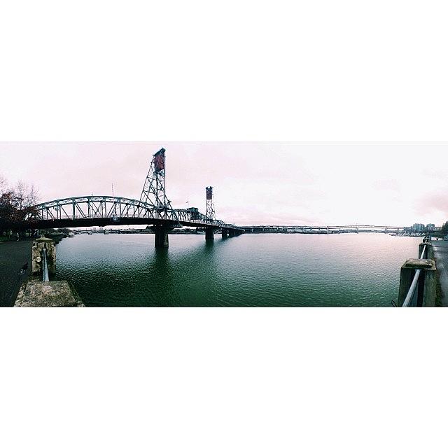 Hawthorne Bridge -- (iphone 5 Panorama Photograph by Stone Grether