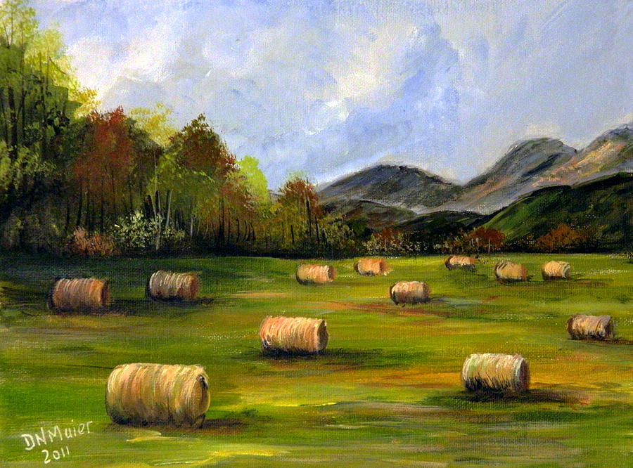 Hay Bales in WV Painting by Dorothy Maier