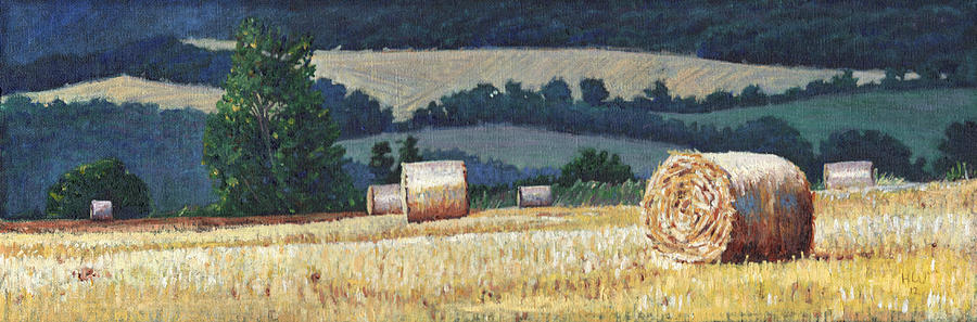 Hay Bales On Hillside Painting By Helen White Fine Art America