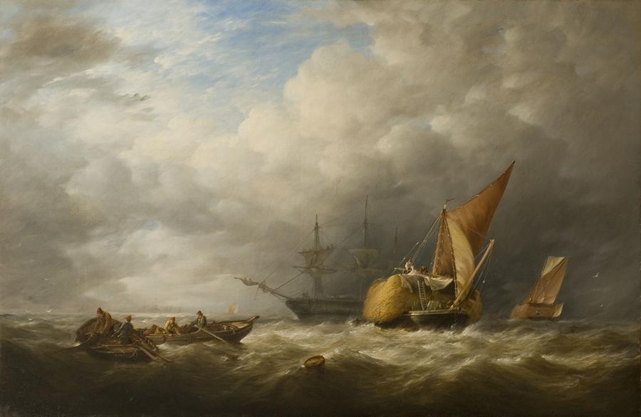 Hay Barges In The Thames Estuary Painting by Alfred Herbert