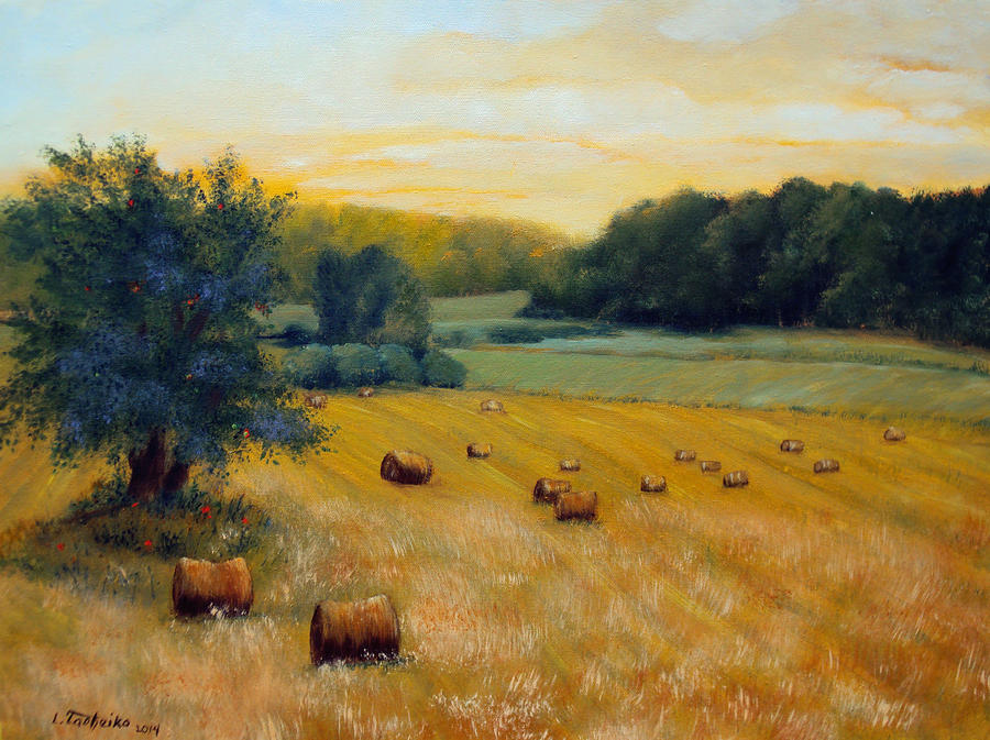 Nature Painting - Hay Field  by Laura Tasheiko