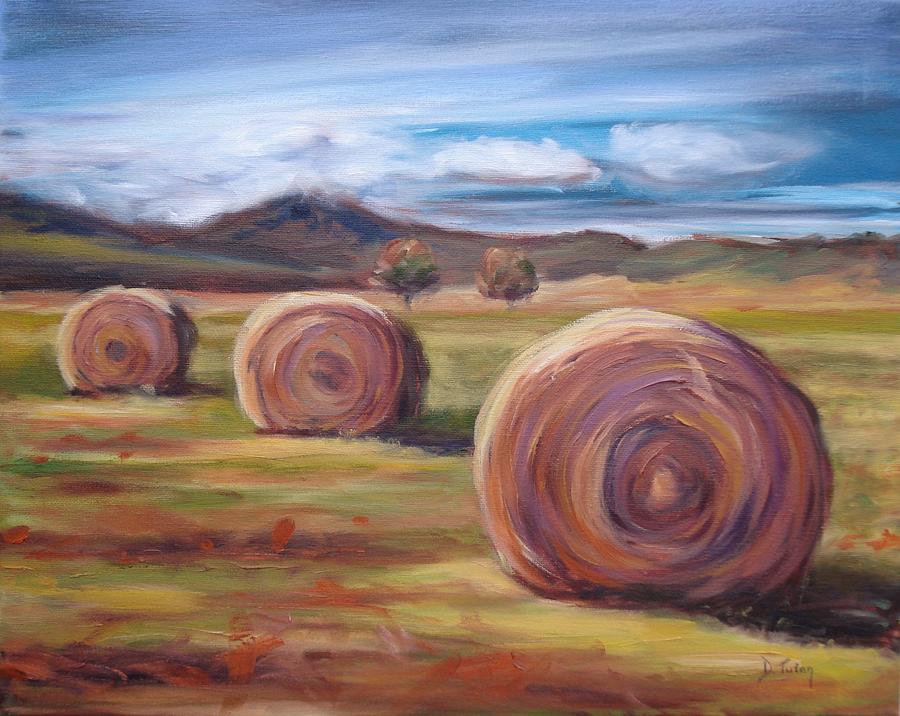 Hay Harvest Painting by Donna Tuten