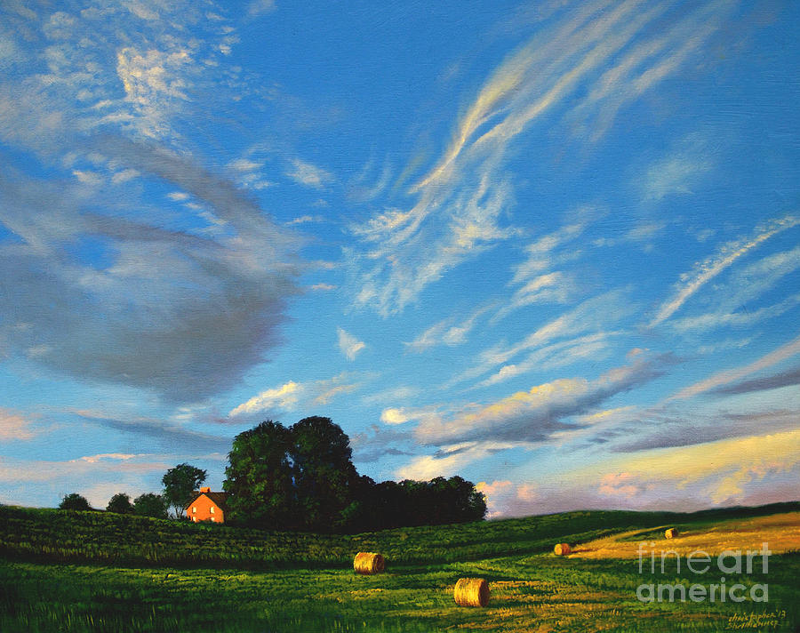 Hay Rolls On The Farm Series One In Westmoreland County Pennsylvania Painting by Christopher Shellhammer