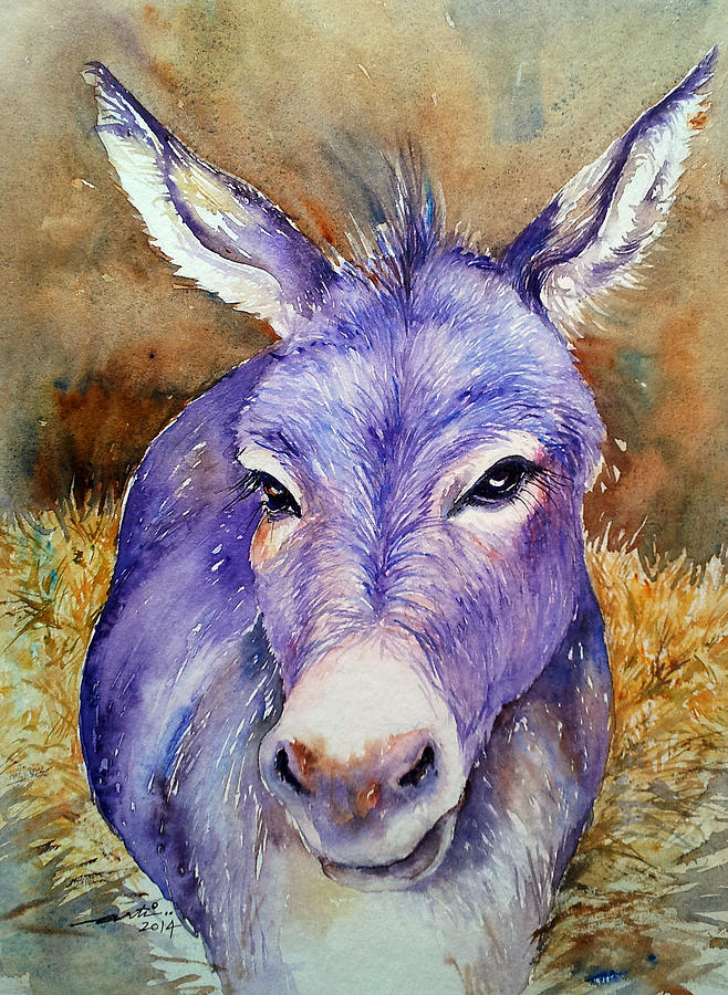 Hayday- Donkey Portrait Painting by Arti Chauhan