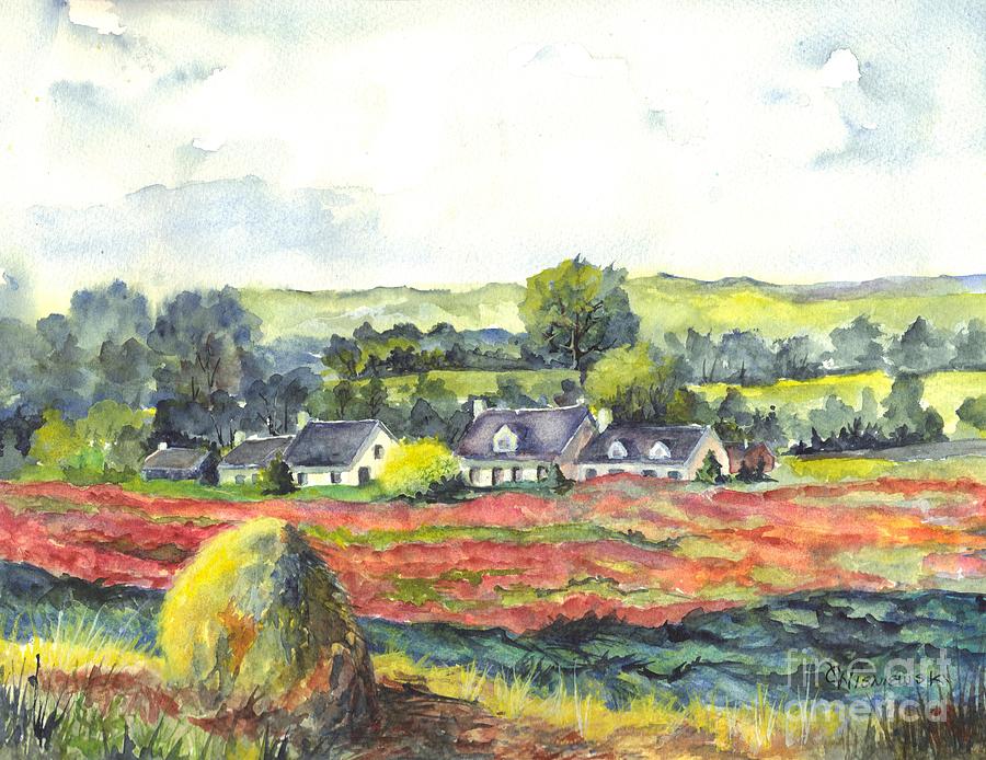 Haystack and Poppies  Painting by Carol Wisniewski