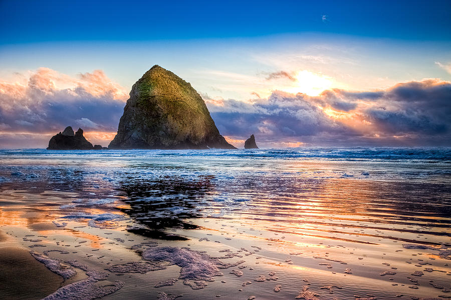 Sunset Photograph - Haystack Rock by Niels Nielsen