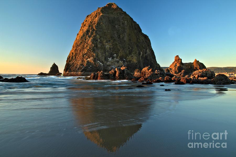 Haystack Rock Reflection Photograph by Adam Jewell