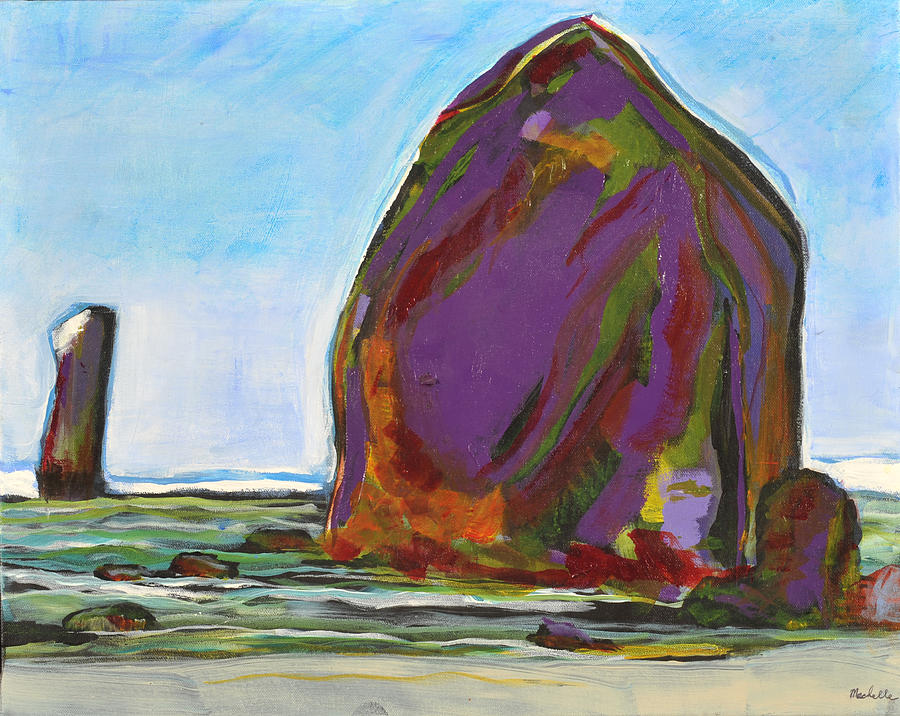 Haystack Seaside Painting by Marciann Mechelle
