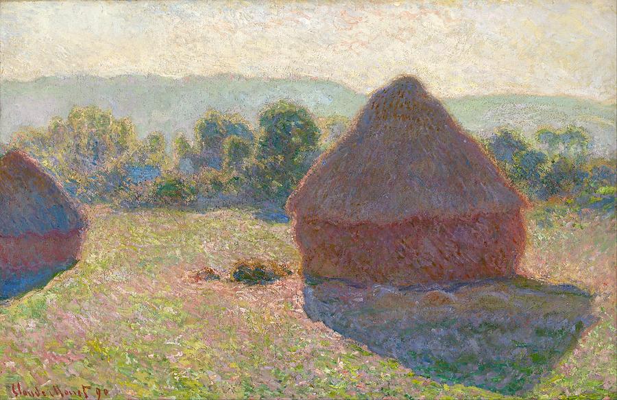 Claude Monet Painting - Haystacks Midday by Claude Monet
