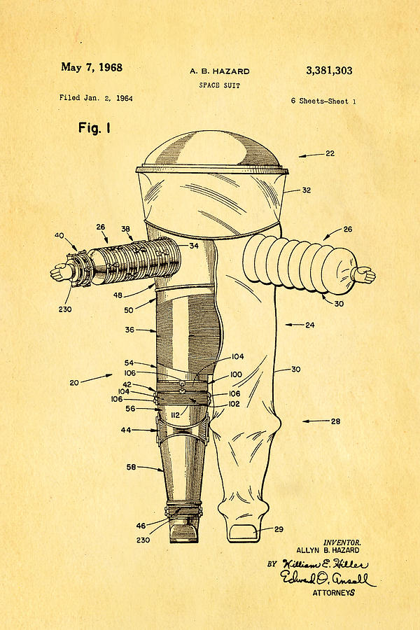 Space Photograph - Hazard Space Suit Patent Art 1968 by Ian Monk