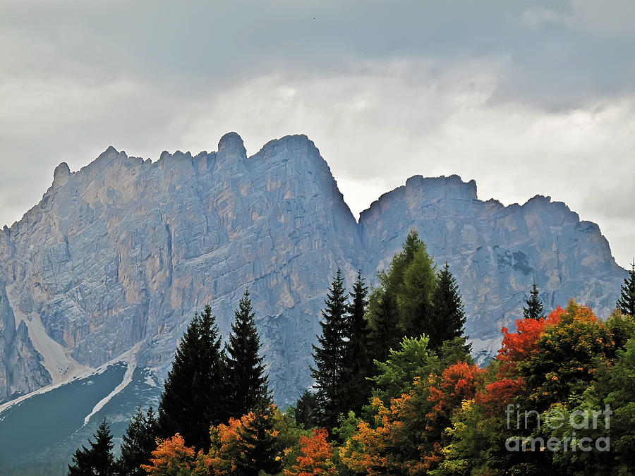 Nature Photograph - Haze and the Dolomites by Elvis Vaughn