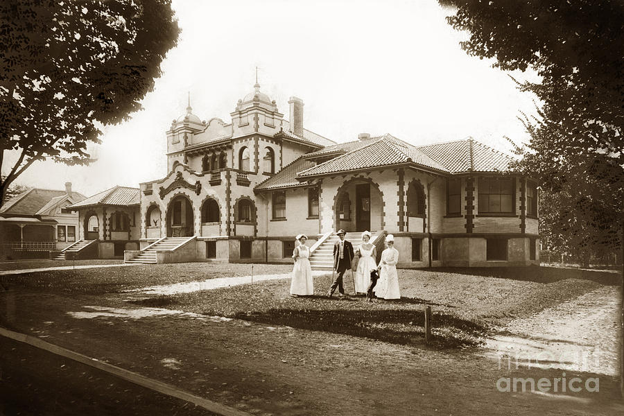 Hollister Photograph - Hazel Hawkins Hospital Monterey Street Hollister California circa 1907 by Monterey County Historical Society
