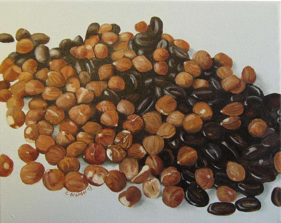 Hazel Nuts and Cocolate Covered Coffee Beans Painting by Cecilia Brendel