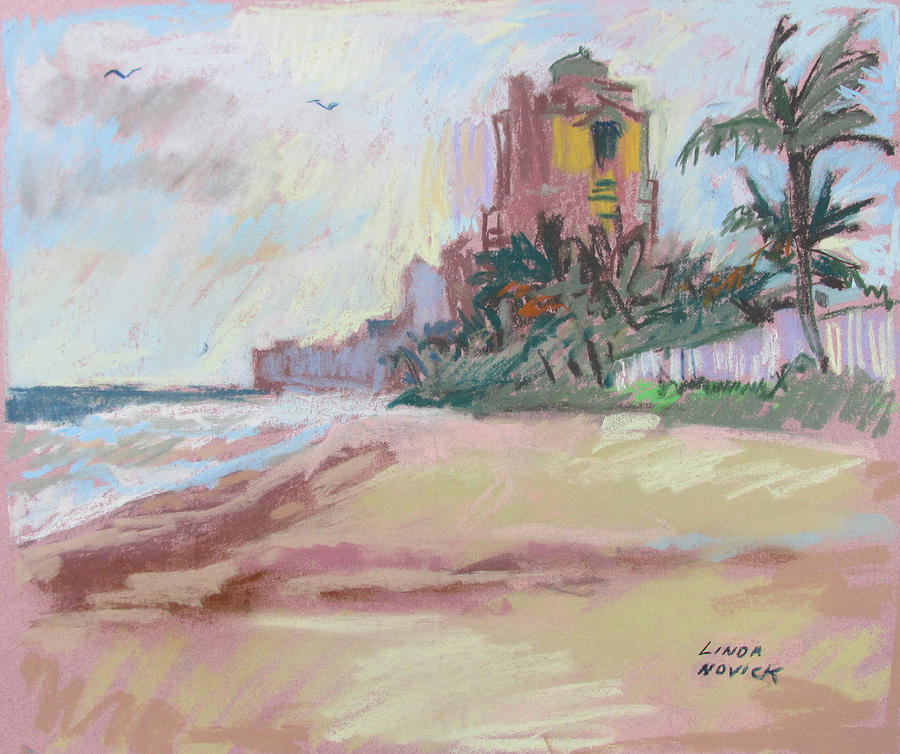 Hazy Beach Painting by Linda Novick