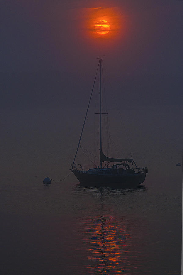 Sunset Photograph - Hazy Sunset on Johnson Bay by Marty Saccone