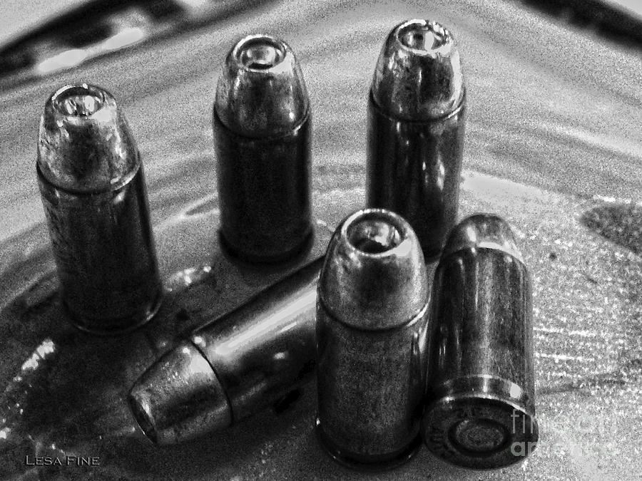 Bullet Art HDR 32 Caliber Bullet Art 1 BW Photograph by Lesa Fine