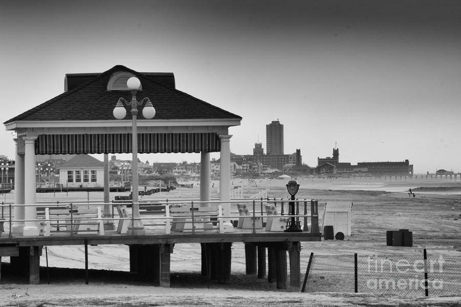 HDR Beach Boardwalk Photos Pictures Art Sea Ocean Photograph Scenic Landscape Black White Photograph by Al Nolan