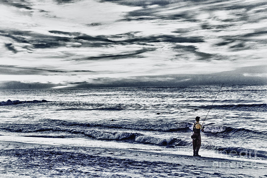 HDR Black White Color Effect Fisherman Beach Ocean Sea Seascape Landscape Photography Image Photo  Photograph by Al Nolan