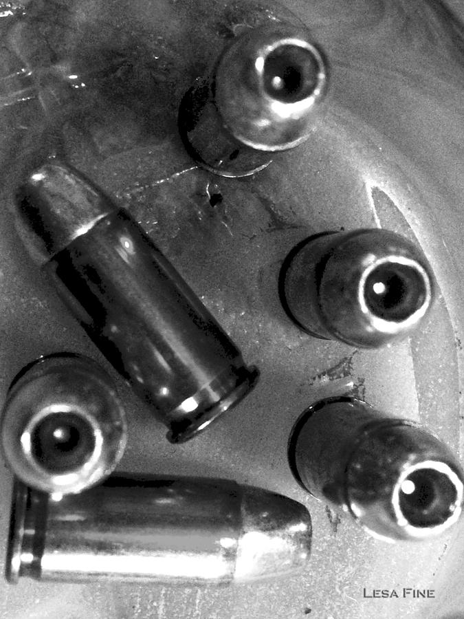 bullet art - HDR Photography of .32 Caliber Hollow Point Bullets ART 4 BW Photograph by Lesa Fine
