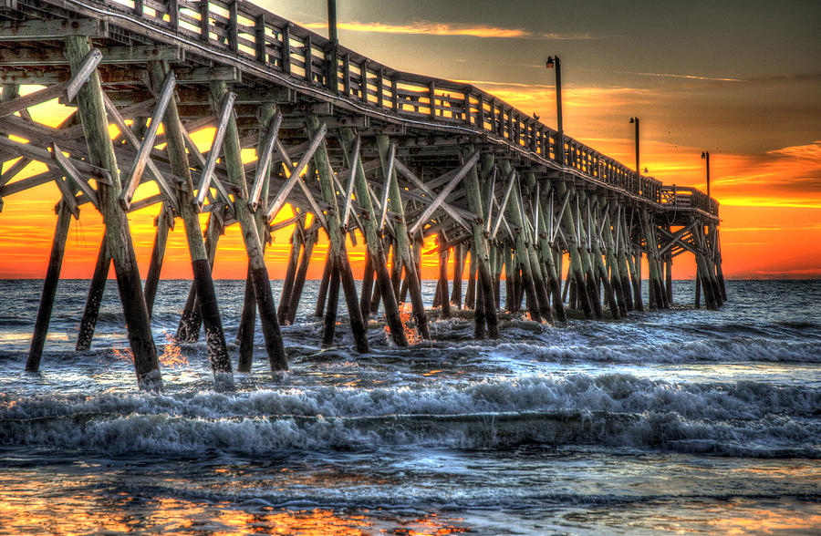 Sunrise Photograph - HDR Sunrise Pier by Cathie Crow