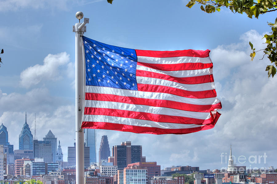 HDR US American Flag Patriotic America Philadelphia Background  Photo Picture Art Gallery Selling  Photograph by Al Nolan