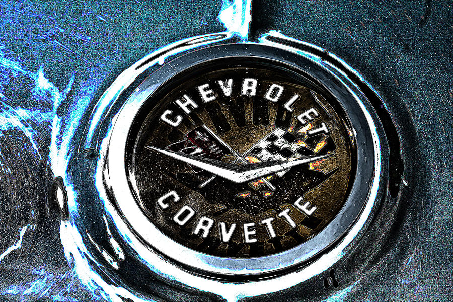 HDR Vintage Corvette Emblem Art Photograph by Lesa Fine