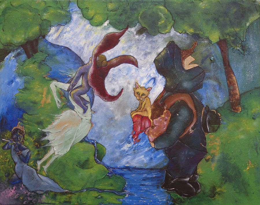 Fairytales Painting - He Paused For A Moment Once He Reached The Other Side by Abigail Lee Goldberger Fairytales Painting - He Paused For A Moment Once He Reached The Other Side by Abigail Lee Goldberger