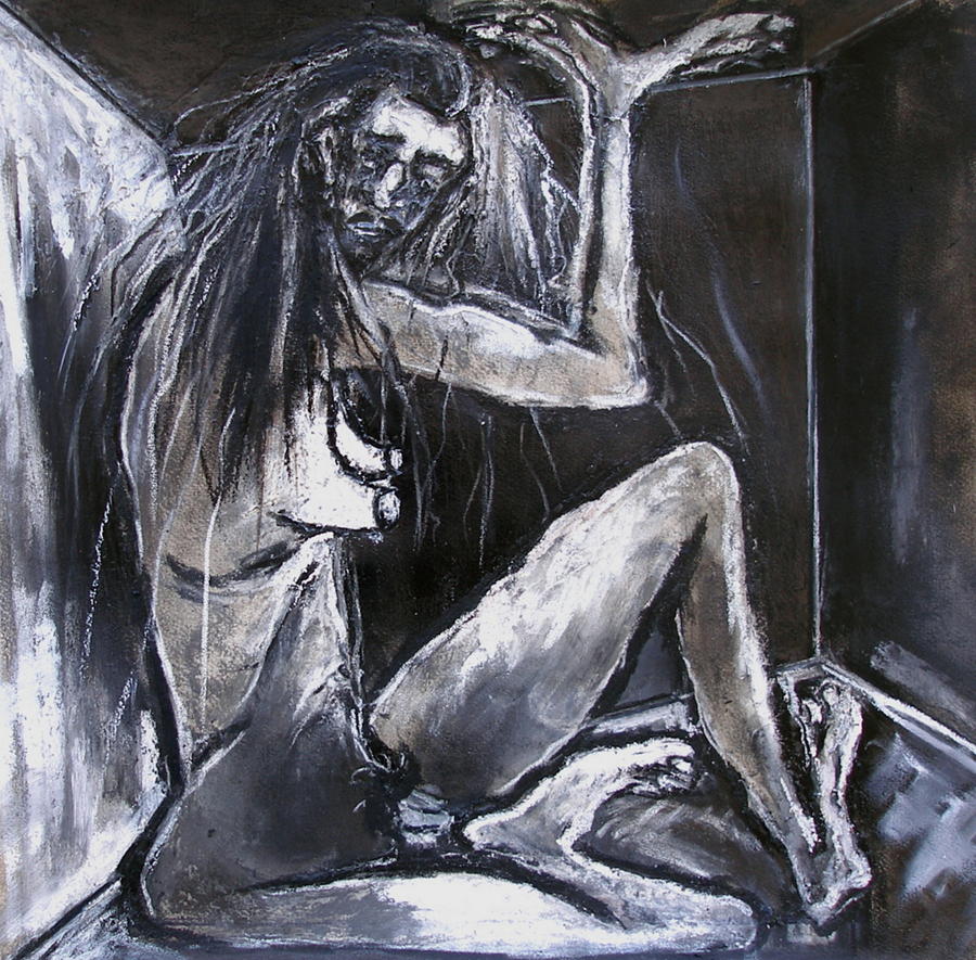 Nude Drawing - He She Self-Contained by Kenneth Agnello