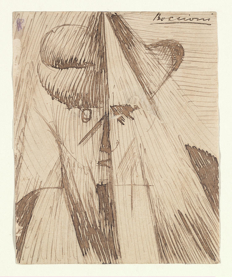 Umberto Boccioni Drawing - Head Against The Light The Artists by Umberto Boccioni