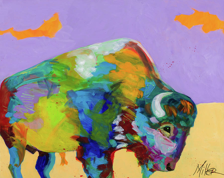 Head Down Horns Up Painting by Tracy Miller