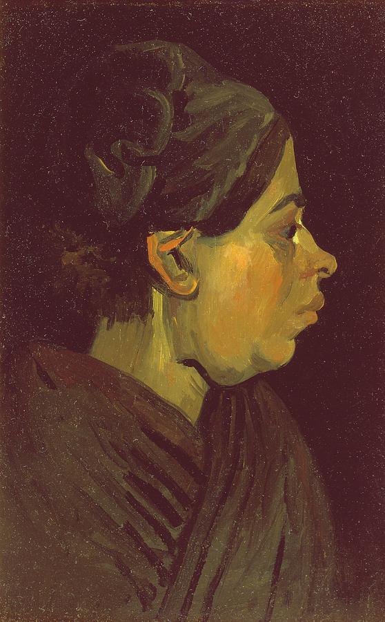 Portrait Photograph - Head Of A Peasant Woman, C.1884 Oil On Canvas On Wood Panel by Vincent van Gogh