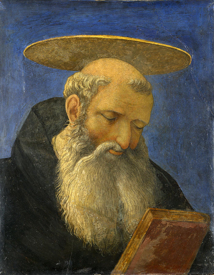 Head of a Tonsured Bearded Saint Painting by Domenico Veneziano