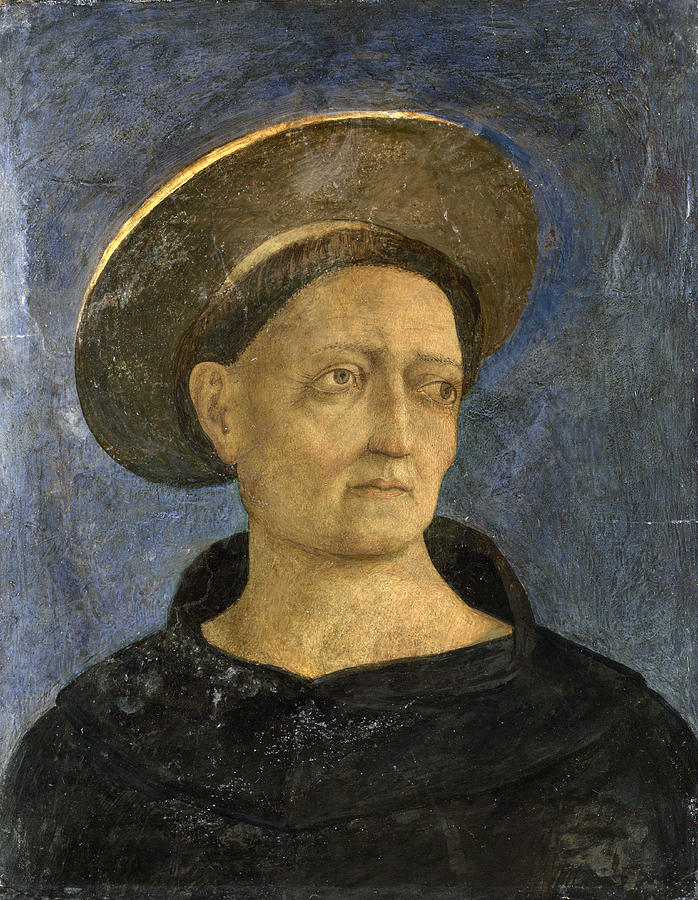 Head of a Tonsured Beardless Saint Painting by Domenico Veneziano
