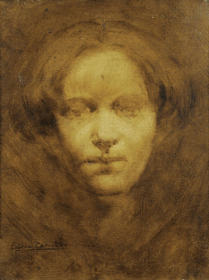 Head of a Woman Painting by Eugene Carriere