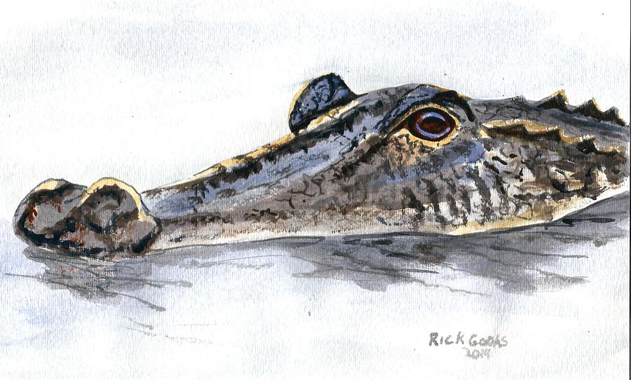 Alligator Painting - Head of an Alligator by Richard Goohs