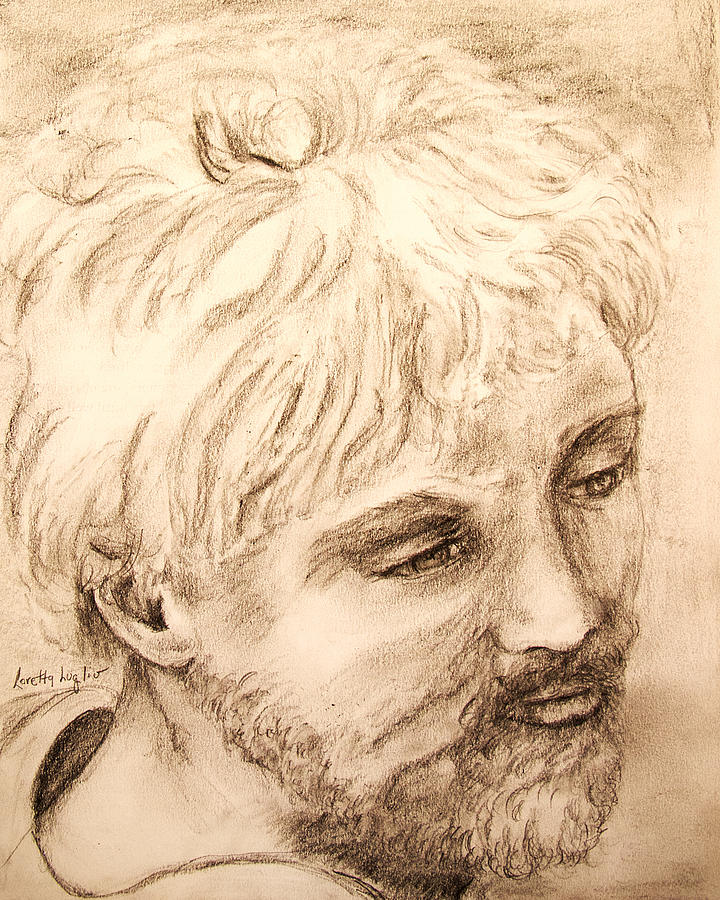 Head of An Apostle Drawing Painting by Loretta Luglio