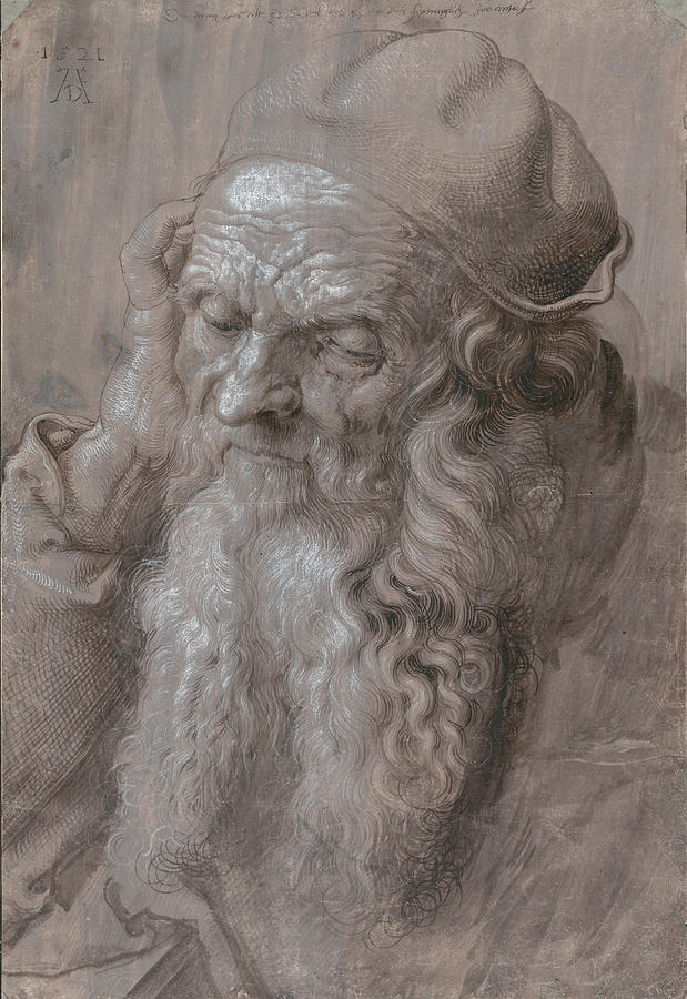 Albrecht Durer Drawing - Head of an Old man by Albrecht Durer