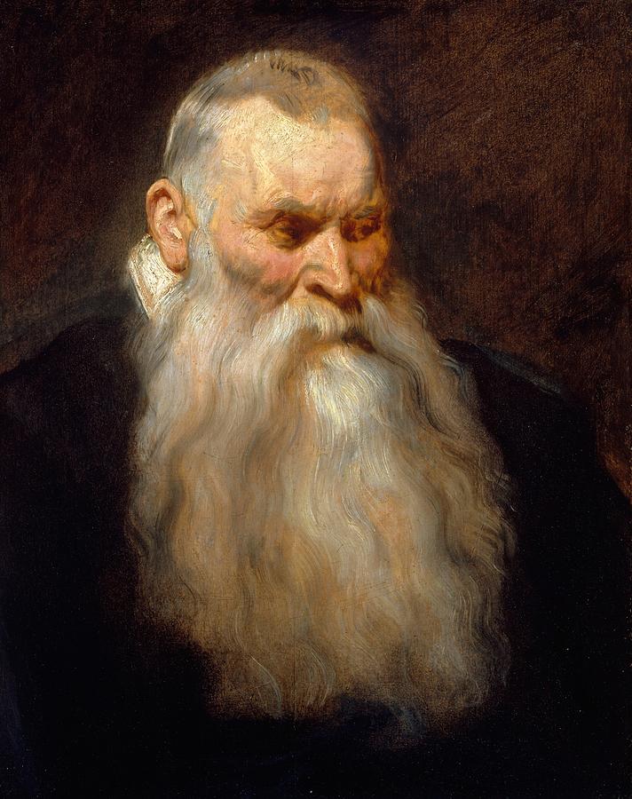 Head of an Old Man with a White Beard Painting by Anthony van Dyck