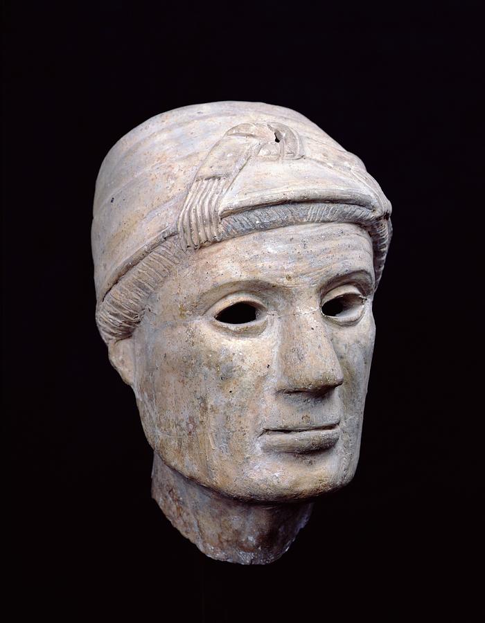 Head Of An Old Woman, From Cerveteri Clay Sculpture by Etruscan