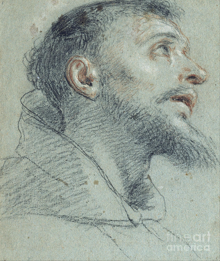 Head of Saint Francis Painting by Celestial Images
