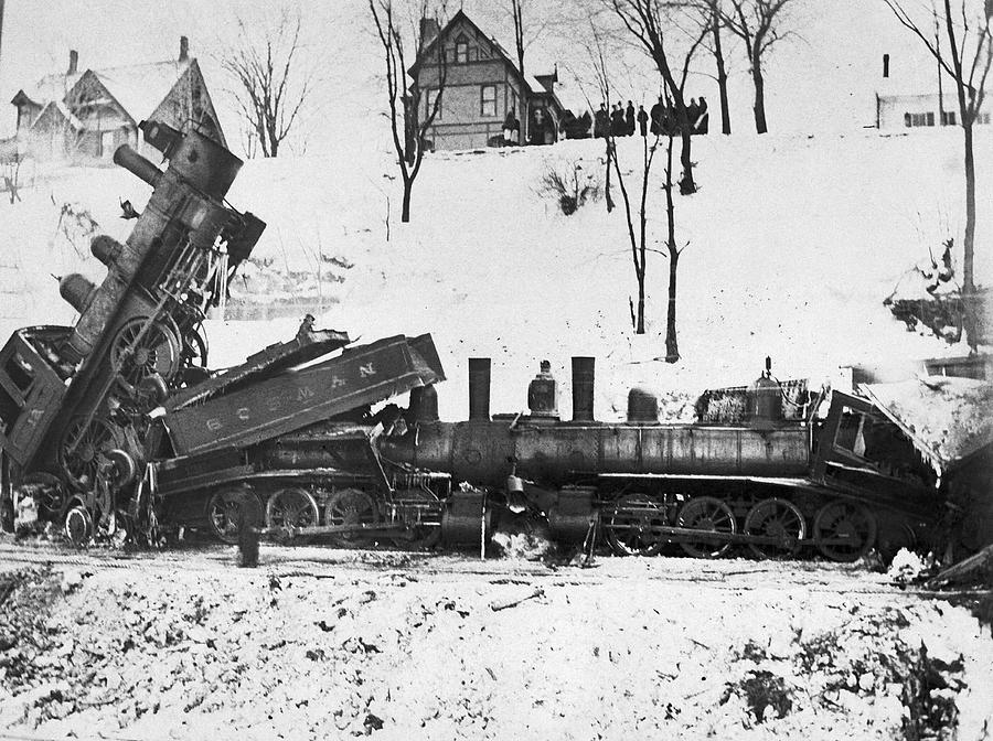 Head On Train Wreck Photograph by Underwood Archives