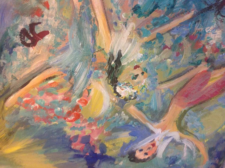 Head over heels fairies Painting by Judith Desrosiers