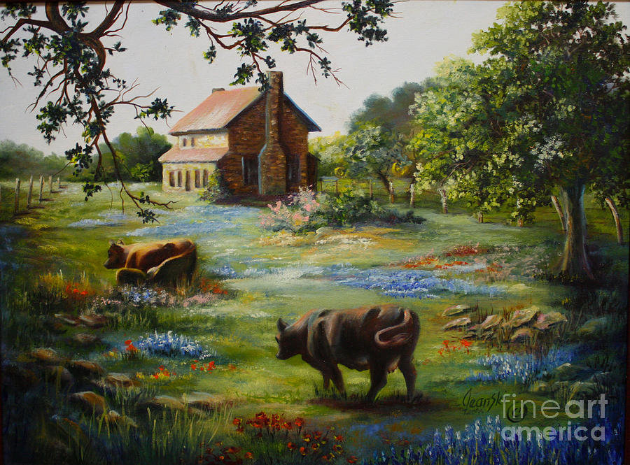 Cow Painting - Headin Home by Jean  Yanowski