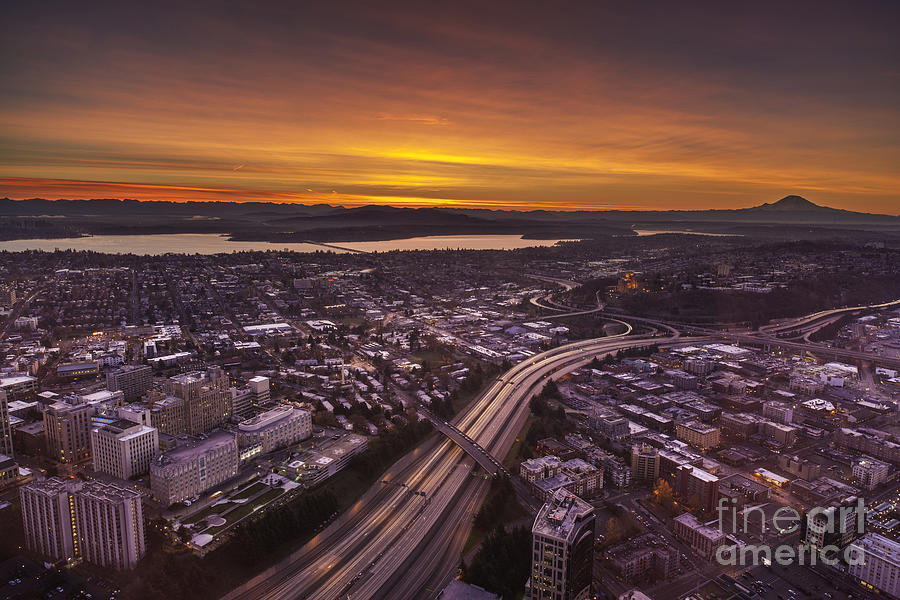 Seattle Photograph - Heading East Sunrise by Mike Reid