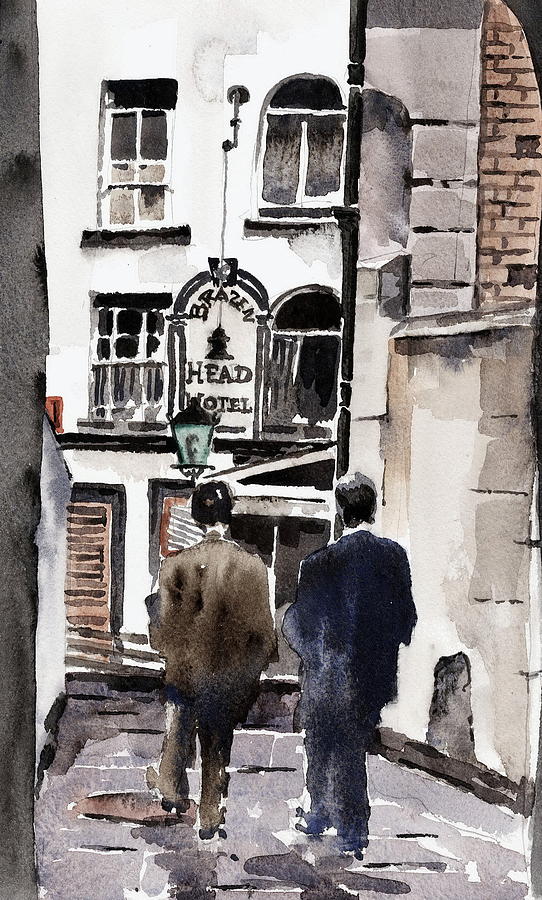 Heading for the Brazen Head  Dublin Painting by Val Byrne