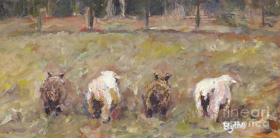 Sheep Painting - Heading Home at the End of the Day by Blythe Quinn
